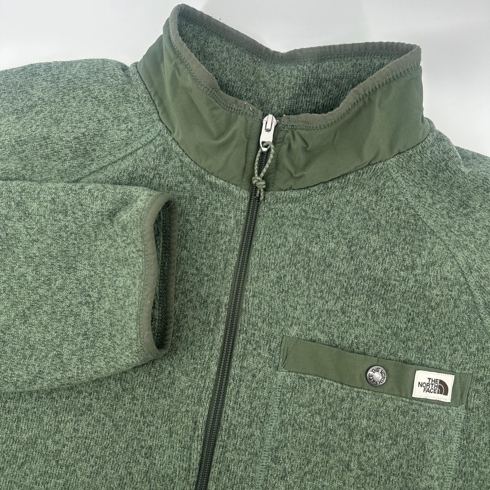 The North Face Sweater Mens Large‎ Green Fleece Quarter Zip Mock Neck Pullover